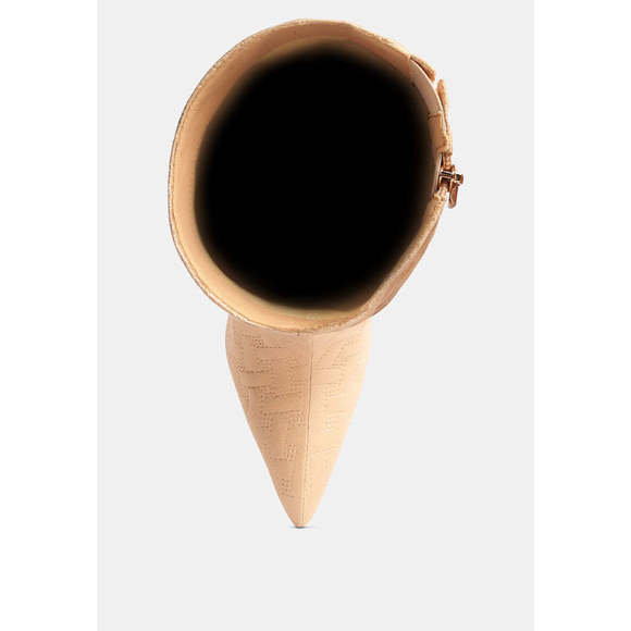 Tinkles Embossed High Heeled Calf Boots - Picture 4 of 5